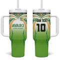 Custom Cook Islands Rugby League Tumbler With Handle Avaiki Tatau Tribal Motifs White Color - Aussie Hoodie