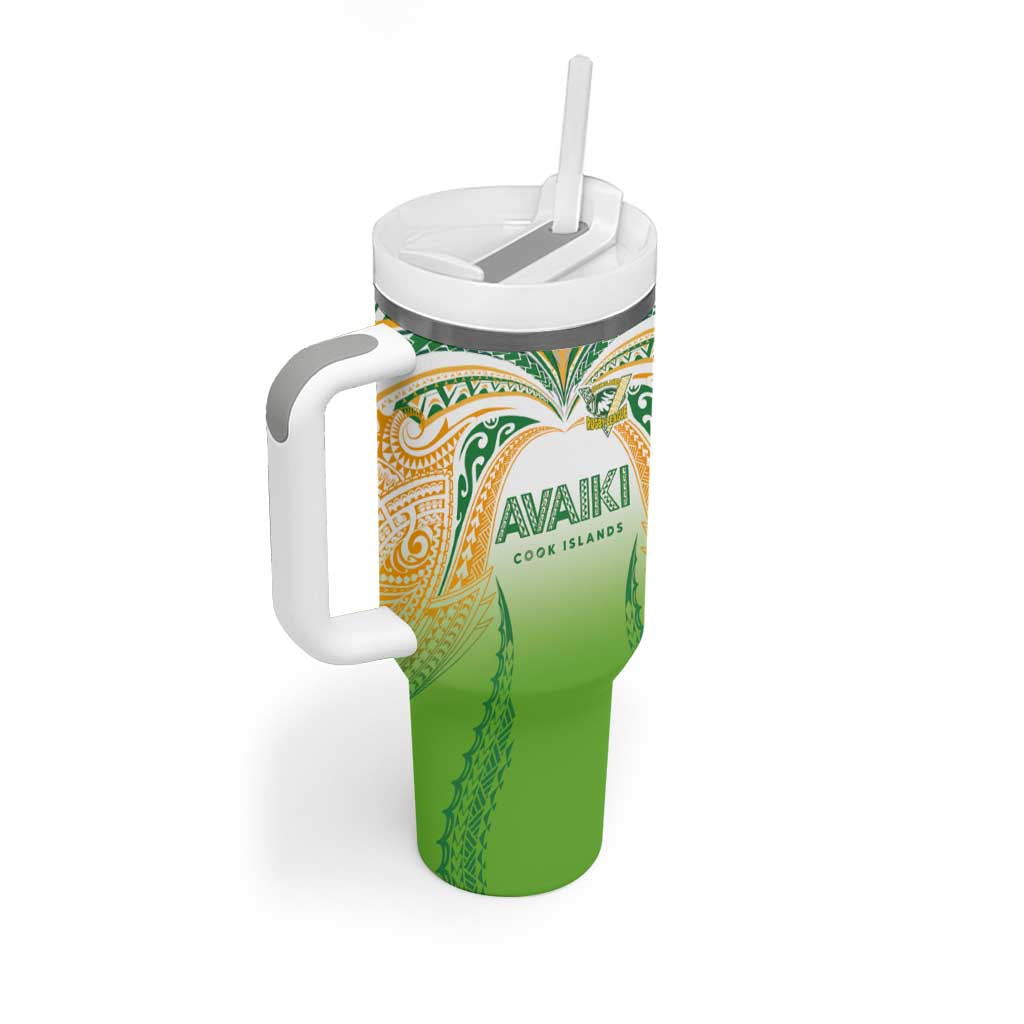 Custom Cook Islands Rugby League Tumbler With Handle Avaiki Tatau Tribal Motifs White Color - Aussie Hoodie