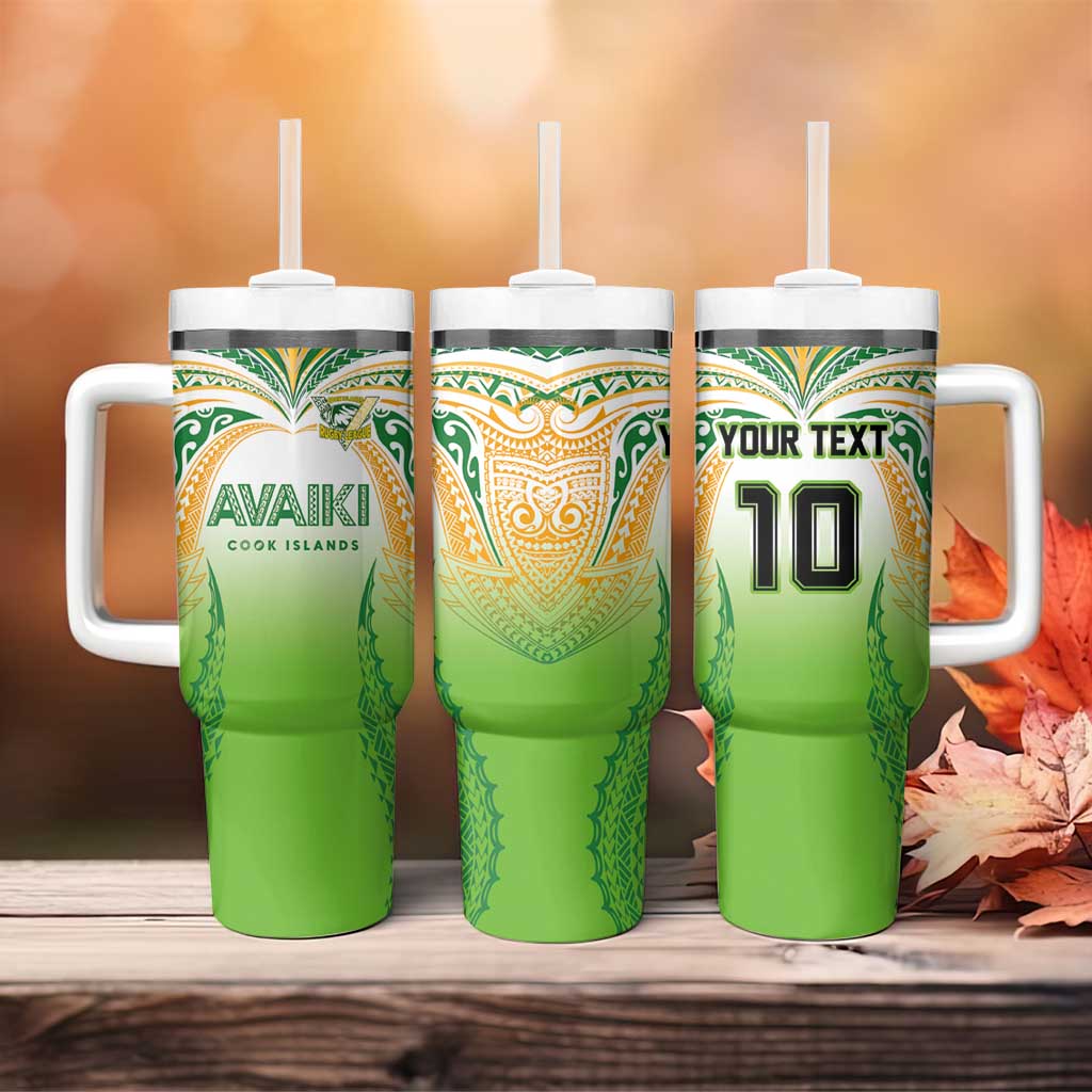 Custom Cook Islands Rugby League Tumbler With Handle Avaiki Tatau Tribal Motifs White Color - Aussie Hoodie