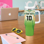 Custom Cook Islands Rugby League Tumbler With Handle Avaiki Tatau Tribal Motifs White Color - Aussie Hoodie