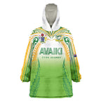 Custom Cook Islands Rugby League Wearable Blanket Hoodie Avaiki Tatau Tribal Motifs White Color - Aussie Hoodie