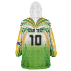 Custom Cook Islands Rugby League Wearable Blanket Hoodie Avaiki Tatau Tribal Motifs White Color - Aussie Hoodie