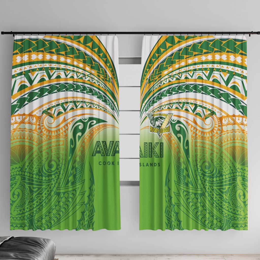 Cook Islands Rugby League Window Curtain Avaiki Tatau Tribal Motifs White Color - Aussie Hoodie