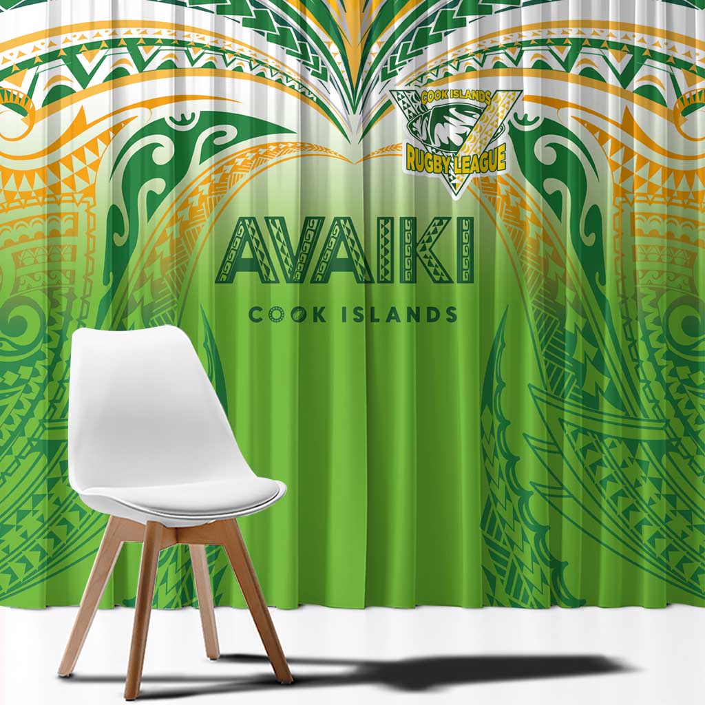 Cook Islands Rugby League Window Curtain Avaiki Tatau Tribal Motifs White Color - Aussie Hoodie