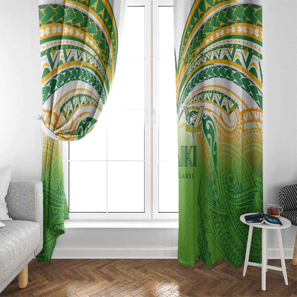 Cook Islands Rugby League Window Curtain Avaiki Tatau Tribal Motifs White Color - Aussie Hoodie
