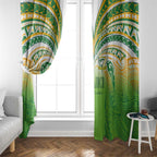 Cook Islands Rugby League Window Curtain Avaiki Tatau Tribal Motifs White Color - Aussie Hoodie