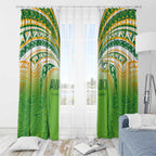 Cook Islands Rugby League Window Curtain Avaiki Tatau Tribal Motifs White Color - Aussie Hoodie