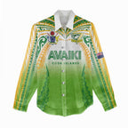 Custom Cook Islands Rugby League Women Casual Shirt Avaiki Tatau Tribal Motifs White Color - Aussie Hoodie