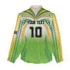 Custom Cook Islands Rugby League Women Casual Shirt Avaiki Tatau Tribal Motifs White Color - Aussie Hoodie