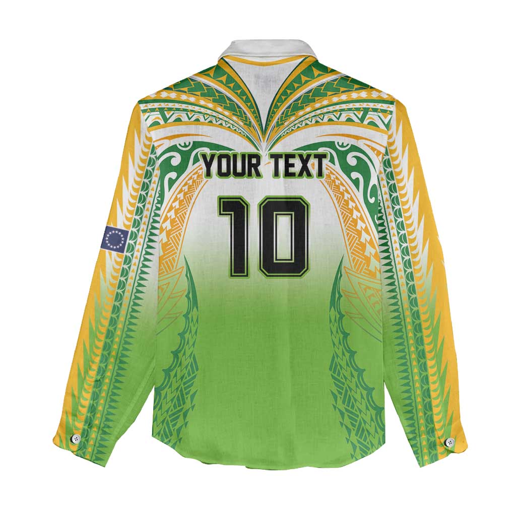 Custom Cook Islands Rugby League Women Casual Shirt Avaiki Tatau Tribal Motifs White Color - Aussie Hoodie