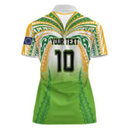 Custom Cook Islands Rugby League Women Polo Shirt Avaiki Tatau Tribal Motifs White Color - Aussie Hoodie
