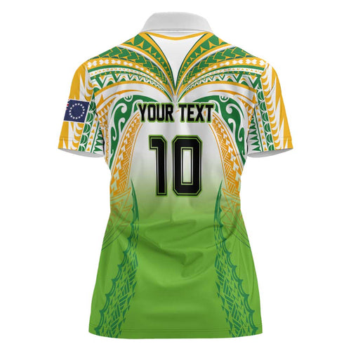 Custom Cook Islands Rugby League Women Polo Shirt Avaiki Tatau Tribal Motifs White Color - Aussie Hoodie
