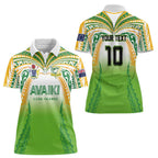 Custom Cook Islands Rugby League Women Polo Shirt Avaiki Tatau Tribal Motifs White Color - Aussie Hoodie