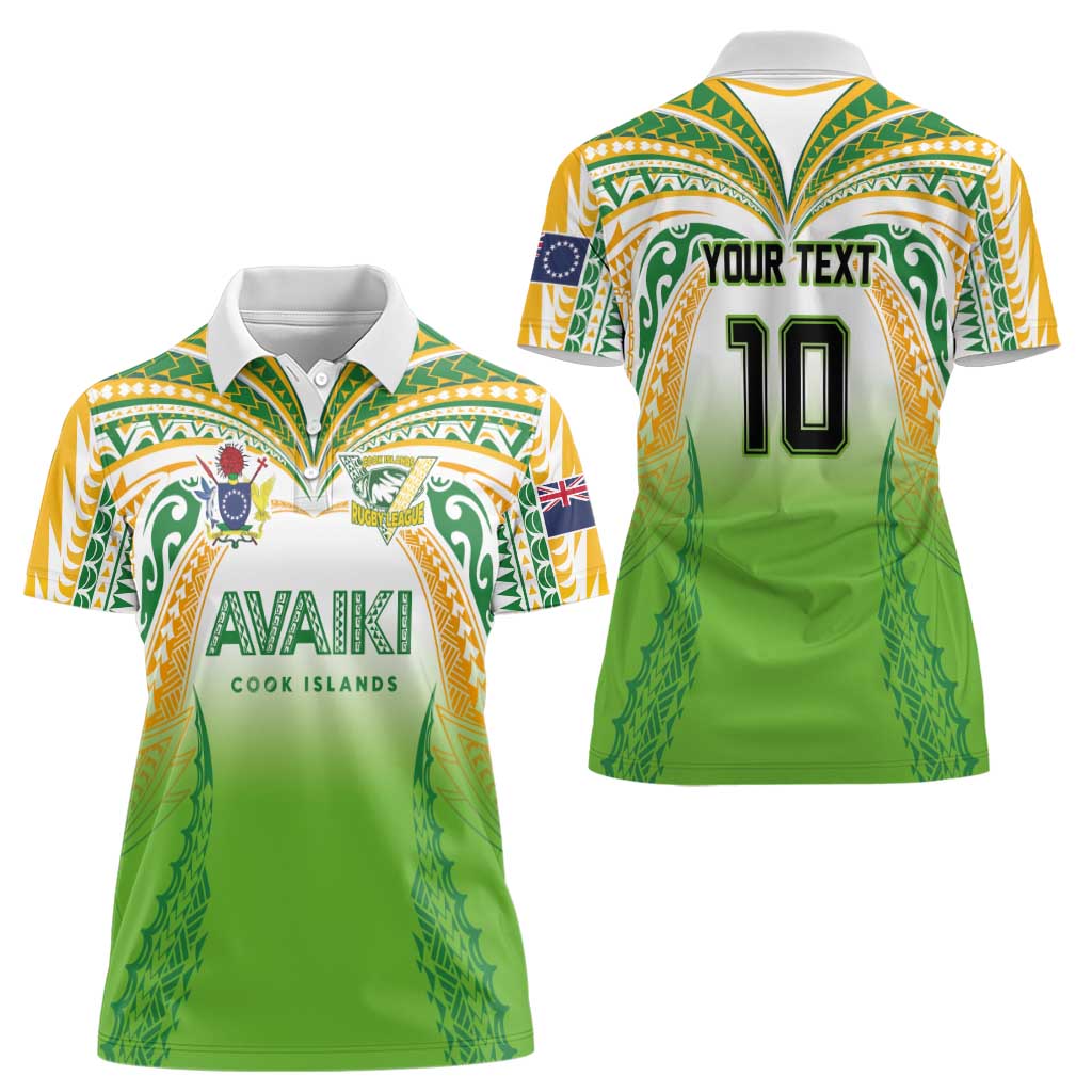 Custom Cook Islands Rugby League Women Polo Shirt Avaiki Tatau Tribal Motifs White Color - Aussie Hoodie