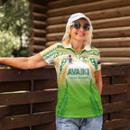 Custom Cook Islands Rugby League Women Polo Shirt Avaiki Tatau Tribal Motifs White Color - Aussie Hoodie