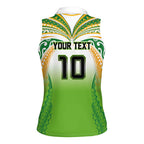 Custom Cook Islands Rugby League Women Sleeveless Polo Shirt Avaiki Tatau Tribal Motifs White Color - Aussie Hoodie
