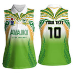 Custom Cook Islands Rugby League Women Sleeveless Polo Shirt Avaiki Tatau Tribal Motifs White Color - Aussie Hoodie