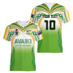 Custom Cook Islands Rugby League Women V-Neck T-Shirt Avaiki Tatau Tribal Motifs White Color - Aussie Hoodie