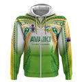 Custom Cook Islands Rugby League Zip Hoodie Avaiki Tatau Tribal Motifs White Color - Aussie Hoodie