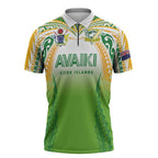 Custom Cook Islands Rugby League Zipper Polo Shirt Avaiki Tatau Tribal Motifs White Color LT03