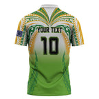Custom Cook Islands Rugby League Zipper Polo Shirt Avaiki Tatau Tribal Motifs White Color LT03