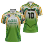 Custom Cook Islands Rugby League Zipper Polo Shirt Avaiki Tatau Tribal Motifs White Color LT03