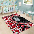 Red Taniko Motif Aotearoa Manaia and Silver Fern Area Rug