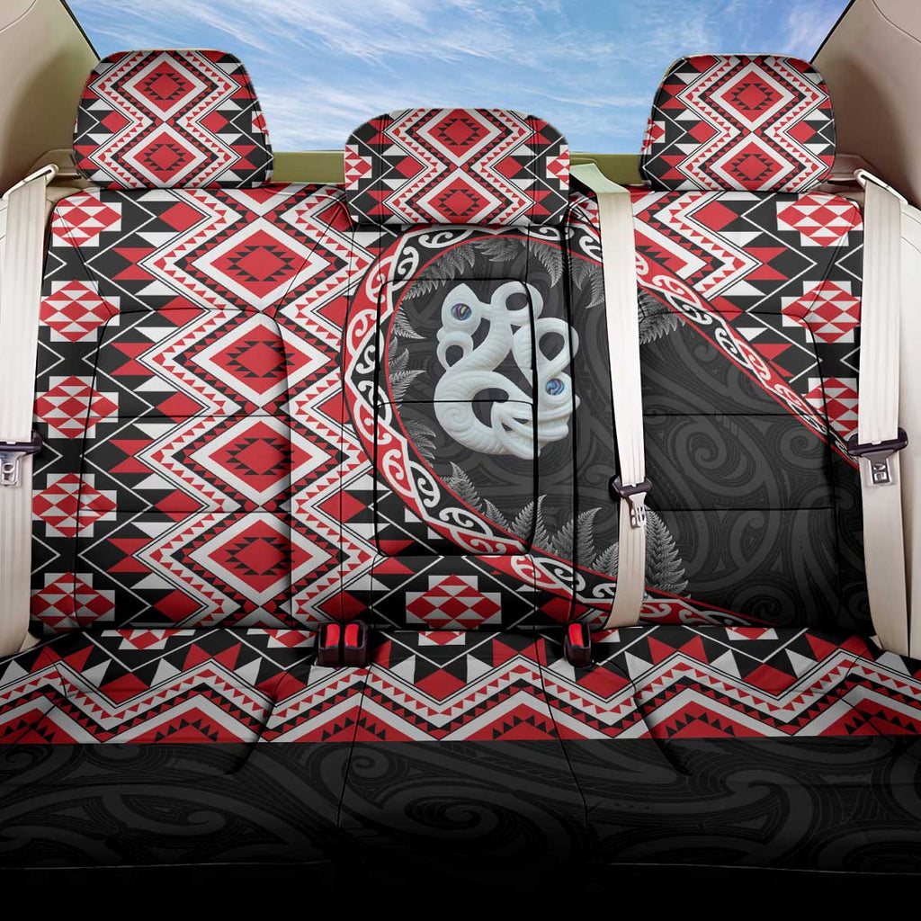 Red Taniko Motif Aotearoa Manaia and Silver Fern Back Car Seat Cover