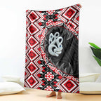 Red Taniko Motif Aotearoa Manaia and Silver Fern Blanket