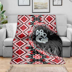 Red Taniko Motif Aotearoa Manaia and Silver Fern Blanket