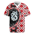 Red Taniko Motif Aotearoa Manaia and Silver Fern Rugby Jersey
