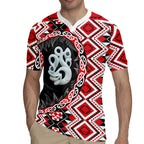 Red Taniko Motif Aotearoa Manaia and Silver Fern Rugby Jersey