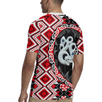 Red Taniko Motif Aotearoa Manaia and Silver Fern Rugby Jersey