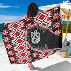 Red Taniko Motif Aotearoa Manaia and Silver Fern Sarong