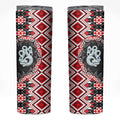 Red Taniko Motif Aotearoa Manaia and Silver Fern Skinny Tumbler