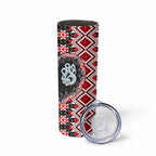 Red Taniko Motif Aotearoa Manaia and Silver Fern Skinny Tumbler