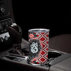 Red Taniko Motif Aotearoa Manaia and Silver Fern Tumbler Cup