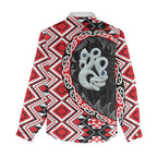 Red Taniko Motif Aotearoa Manaia and Silver Fern Women Casual Shirt