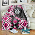 Pink Taniko Motif Aotearoa Manaia and Silver Fern Blanket
