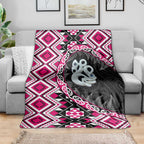 Pink Taniko Motif Aotearoa Manaia and Silver Fern Blanket