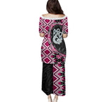 Pink Taniko Motif Aotearoa Manaia and Silver Fern Family Matching Puletasi and Hawaiian Shirt