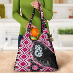 Pink Taniko Motif Aotearoa Manaia and Silver Fern Grocery Bag