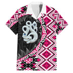 Pink Taniko Motif Aotearoa Manaia and Silver Fern Hawaiian Shirt