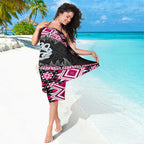 Pink Taniko Motif Aotearoa Manaia and Silver Fern Sarong
