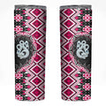 Pink Taniko Motif Aotearoa Manaia and Silver Fern Skinny Tumbler