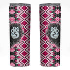 Pink Taniko Motif Aotearoa Manaia and Silver Fern Skinny Tumbler