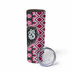 Pink Taniko Motif Aotearoa Manaia and Silver Fern Skinny Tumbler