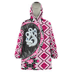 Pink Taniko Motif Aotearoa Manaia and Silver Fern Wearable Blanket Hoodie