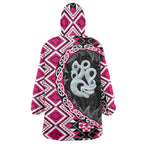 Pink Taniko Motif Aotearoa Manaia and Silver Fern Wearable Blanket Hoodie