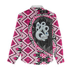 Pink Taniko Motif Aotearoa Manaia and Silver Fern Women Casual Shirt